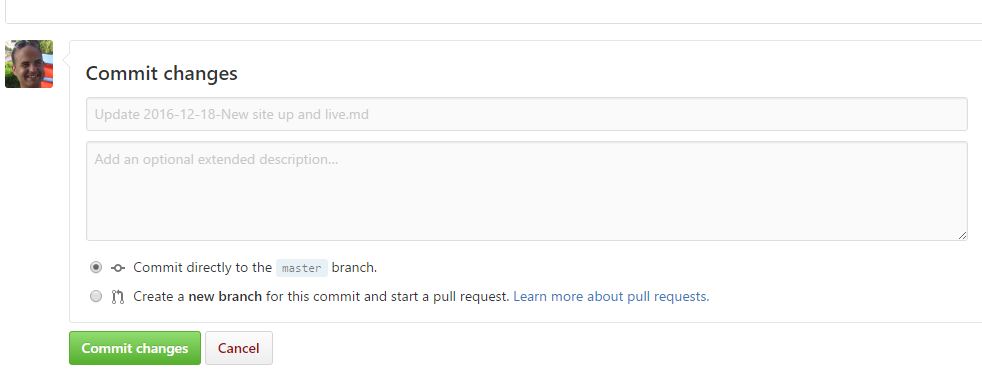 Picture showing commit to master branch